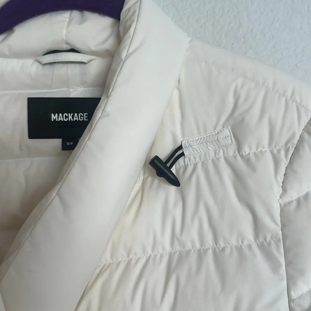 GORGEOUS MACKAGE goose down white wrap jacket S - Picture 15 of 17